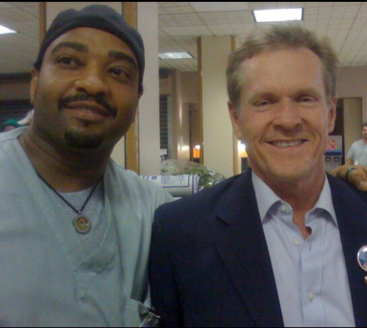 On set of FRINGE show at St Clare's hospital.(Dennis Jay Funny, William Sadler)