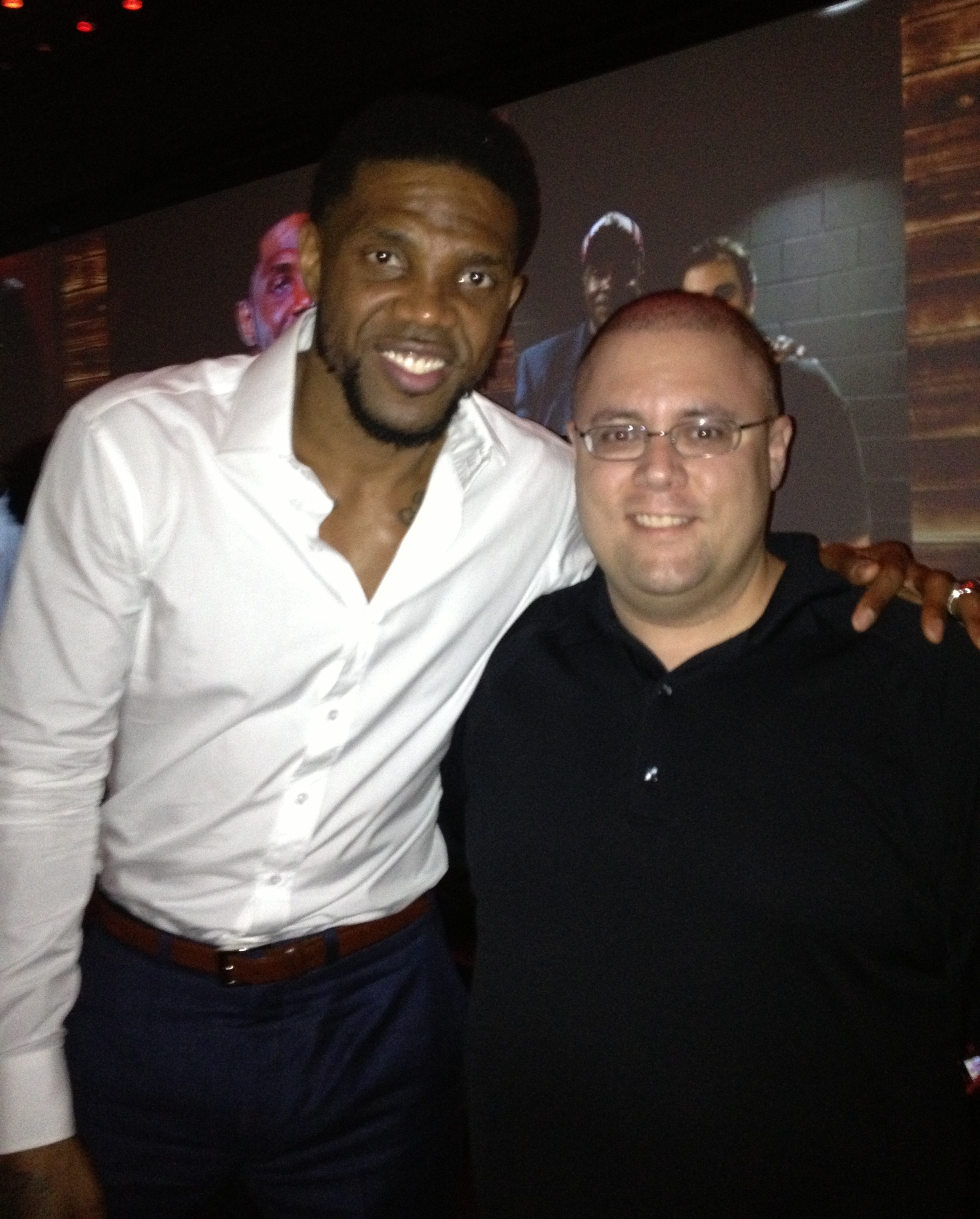 Alexander Garcia & Udonis Haslem of the Miami Heat after the premier of 