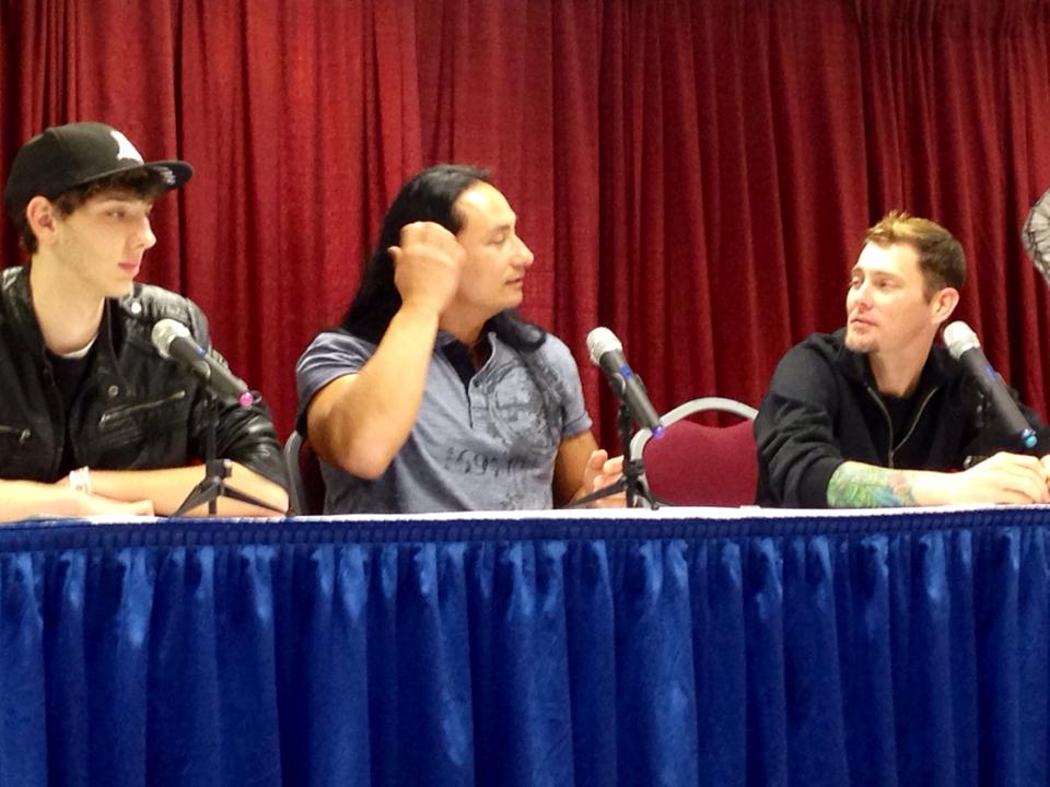 Actors (from left to right) Jerrad Vunovich, Dango Nu Yen and Michael Koske from The Walking Dead hosting a Walking Dead Panel answering questions for fans at PENSACON 2014