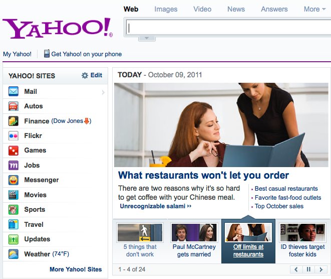 On YAHOO home age