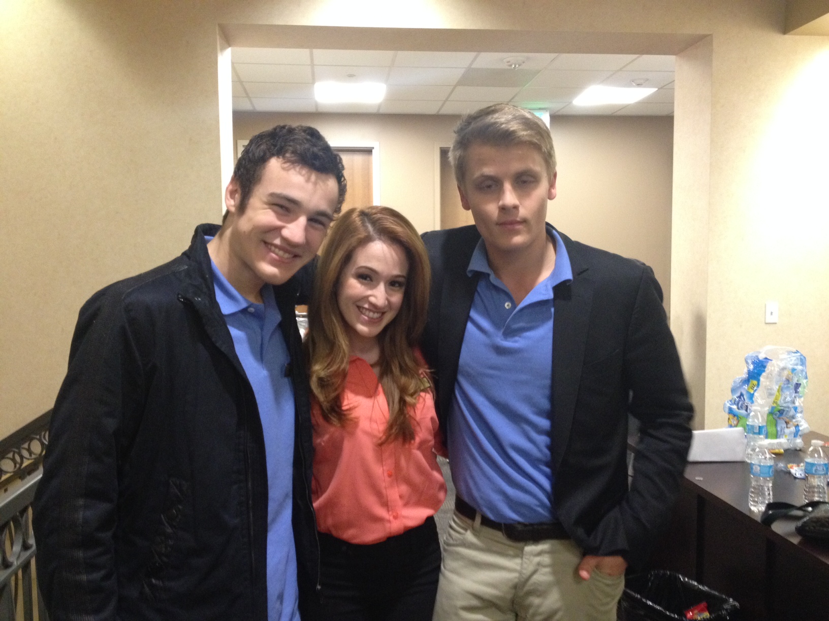 Katherine Diaz with Parker Mack and Houston Stevenson on the set of 'For the Booth.'