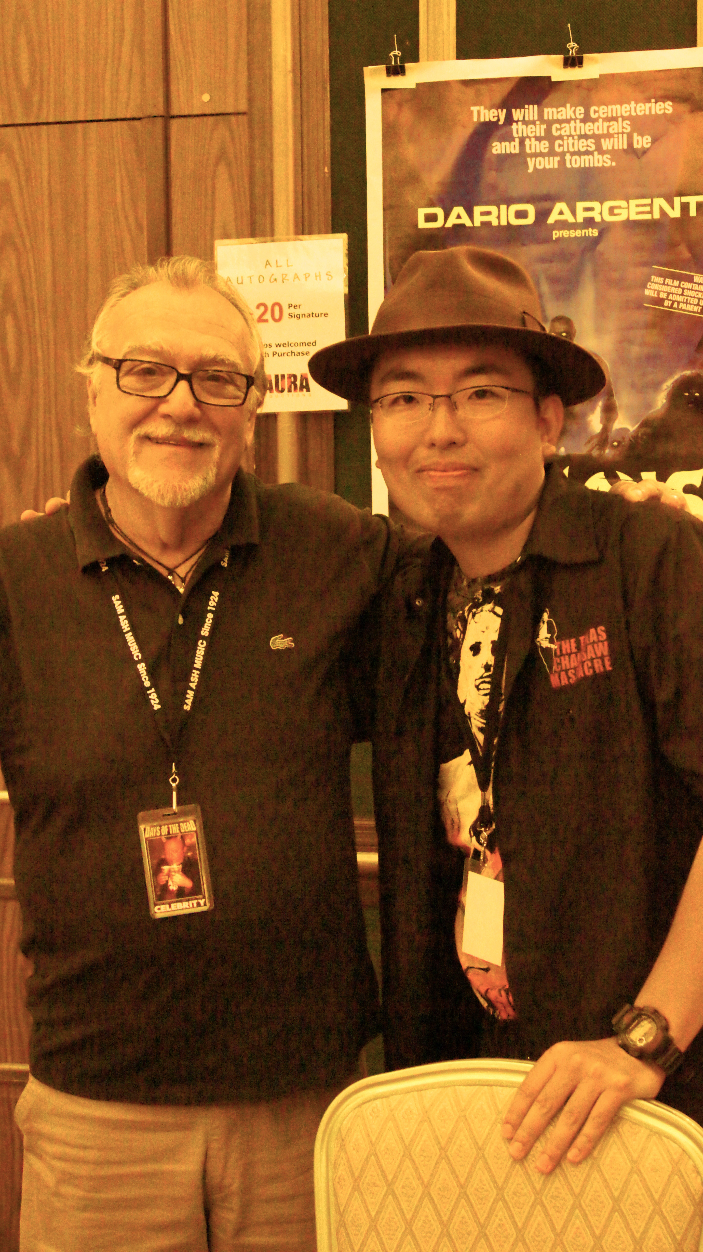 (Left) The legendary Italian Filmmaker Lamberto Bava who made the classical European zombie movie ''Demons''(1985). (Right) Fright_Night_Film_Fest_2012_Winner Ryota Nakanishi who won Corman Award Best Foreign Short for Moxina(2012) in USA.