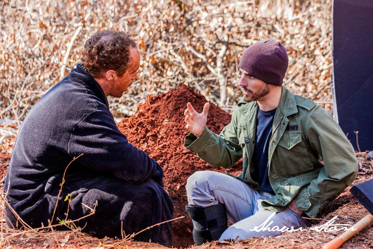 On the set of ANY GIVEN TUESDAY with actor Joe Coffey. February, 2014.