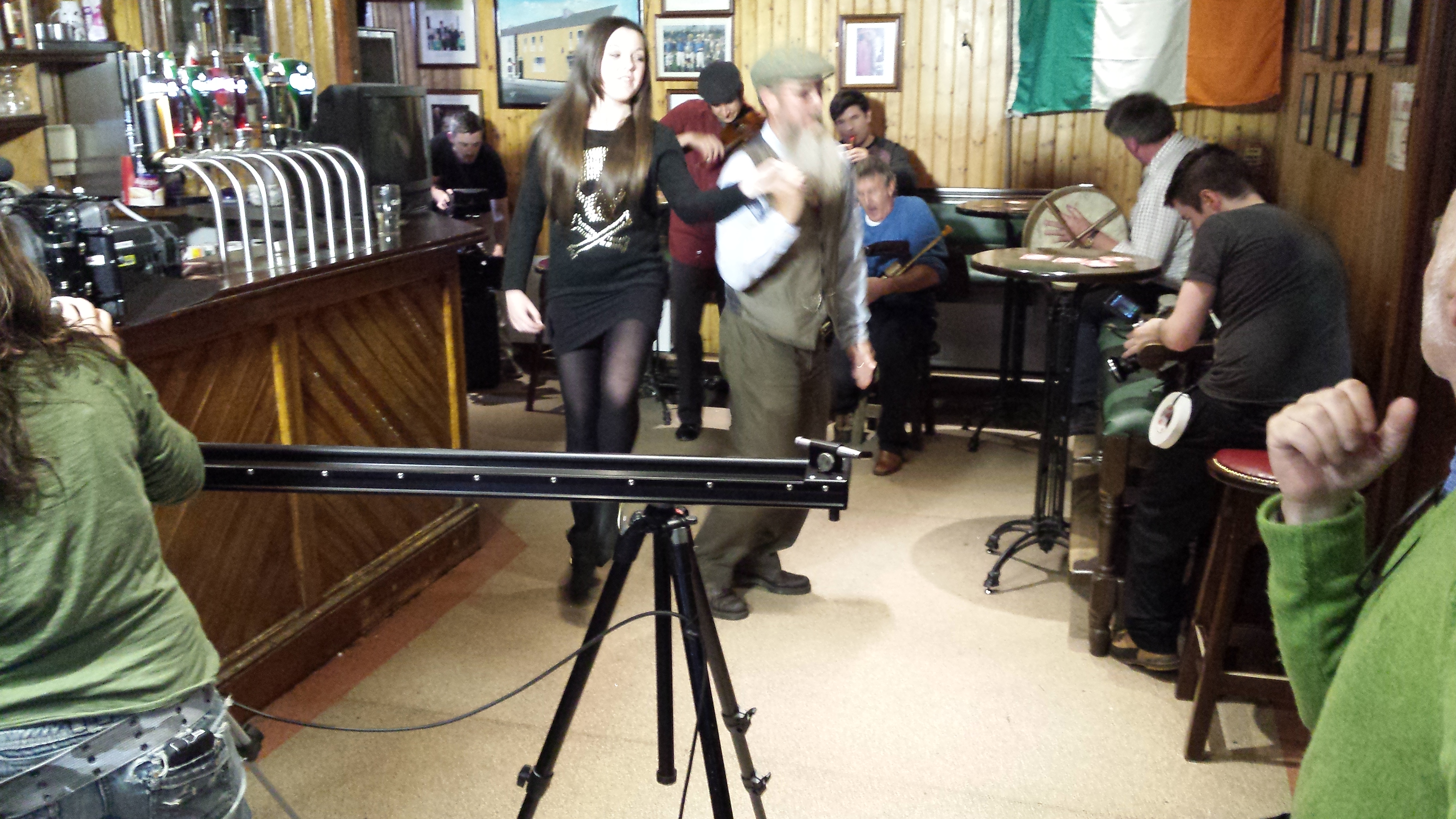 A GAELIC JIG.. Chloe Gibson shooting the dance scene in THE GAELIC CURSE, directed by Jack Conroy (My Left Foot)