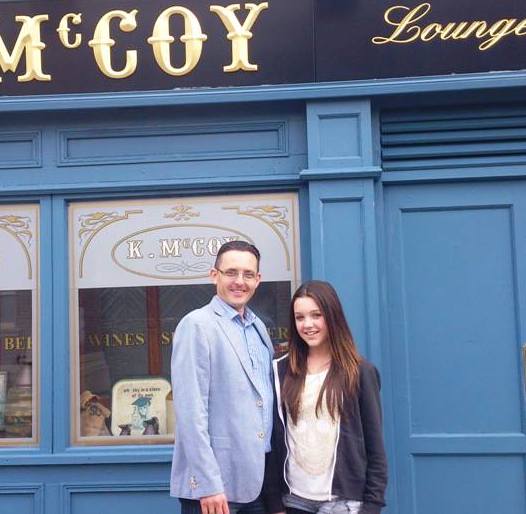 Actress Chloe Gibson and dad producer Stephen Gibson, Fair City set @ RTE Studios in Dublin 2013.