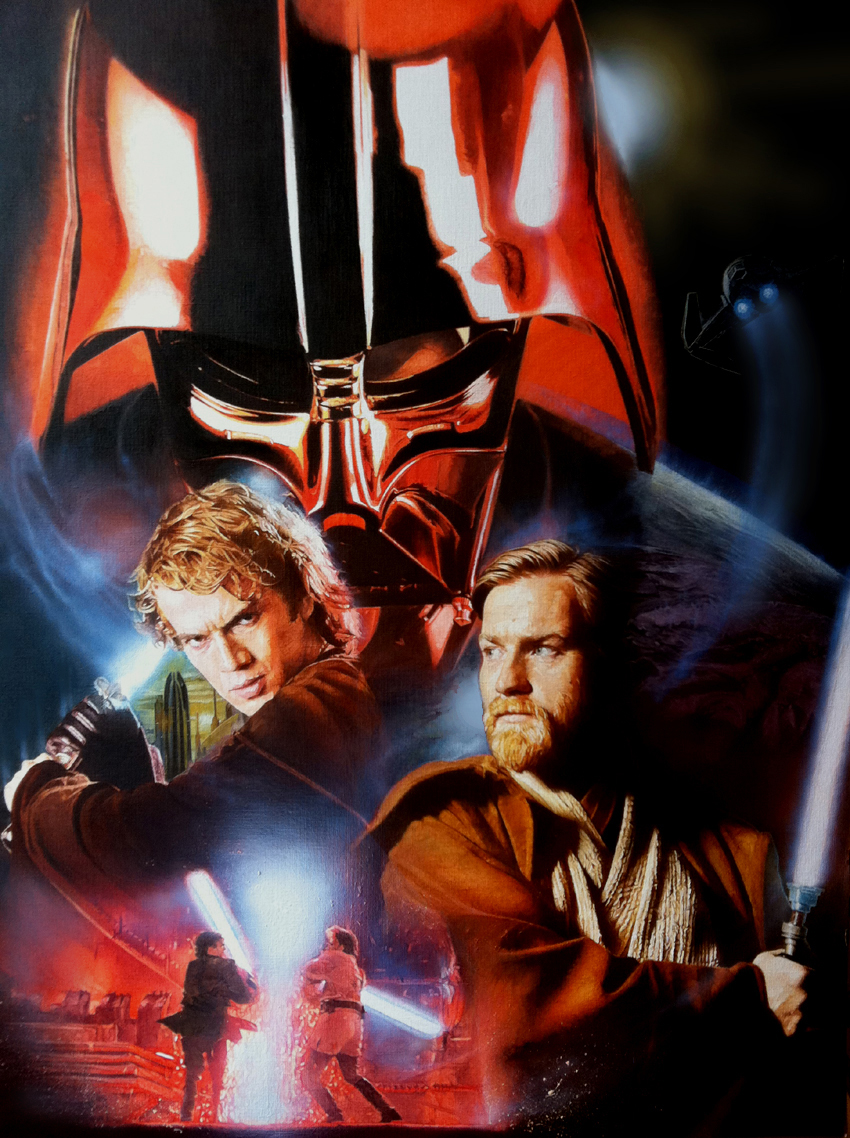 Star Wars Episode III : Revenge of the Sith Movie poster hand painted in oil http://pro.imdb.com/title/tt0121766/