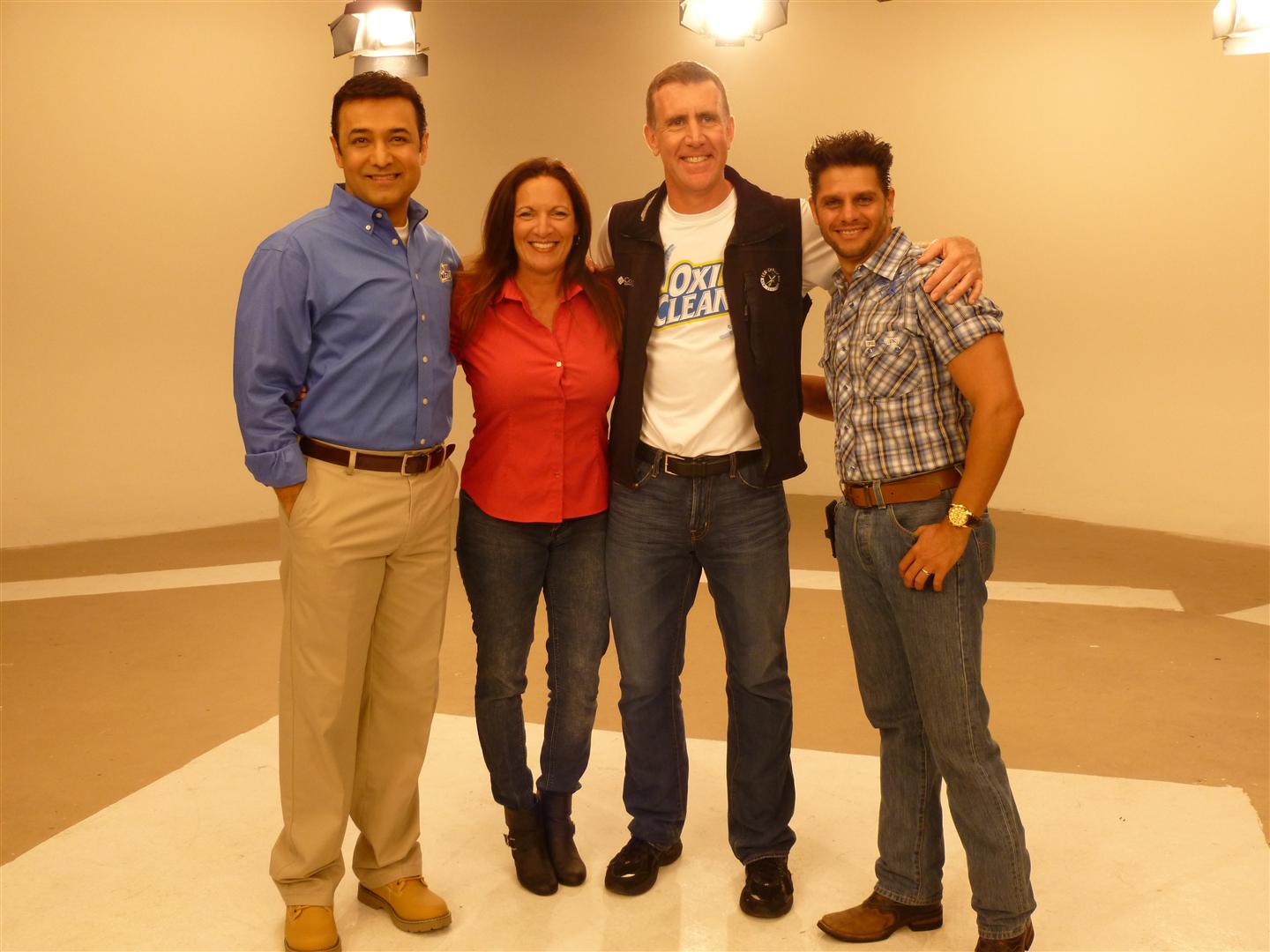 Donna Palm,Anthony Sullivan and Spanish Speaking Oxiclean Pitchmen during Commercial Shoot