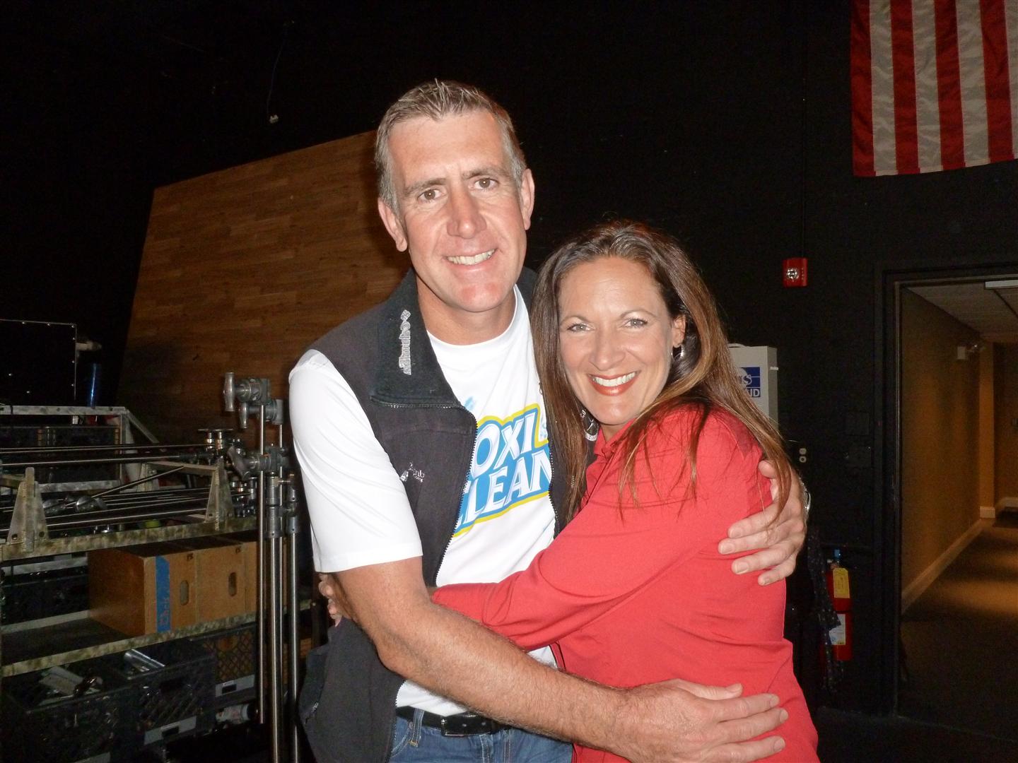 Donna Palm and Oxiclean Pitchman Anthony Sullivan during commercial shoot