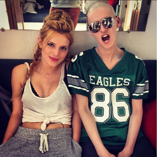 Bella Thorne and Philip Labes on the set of 