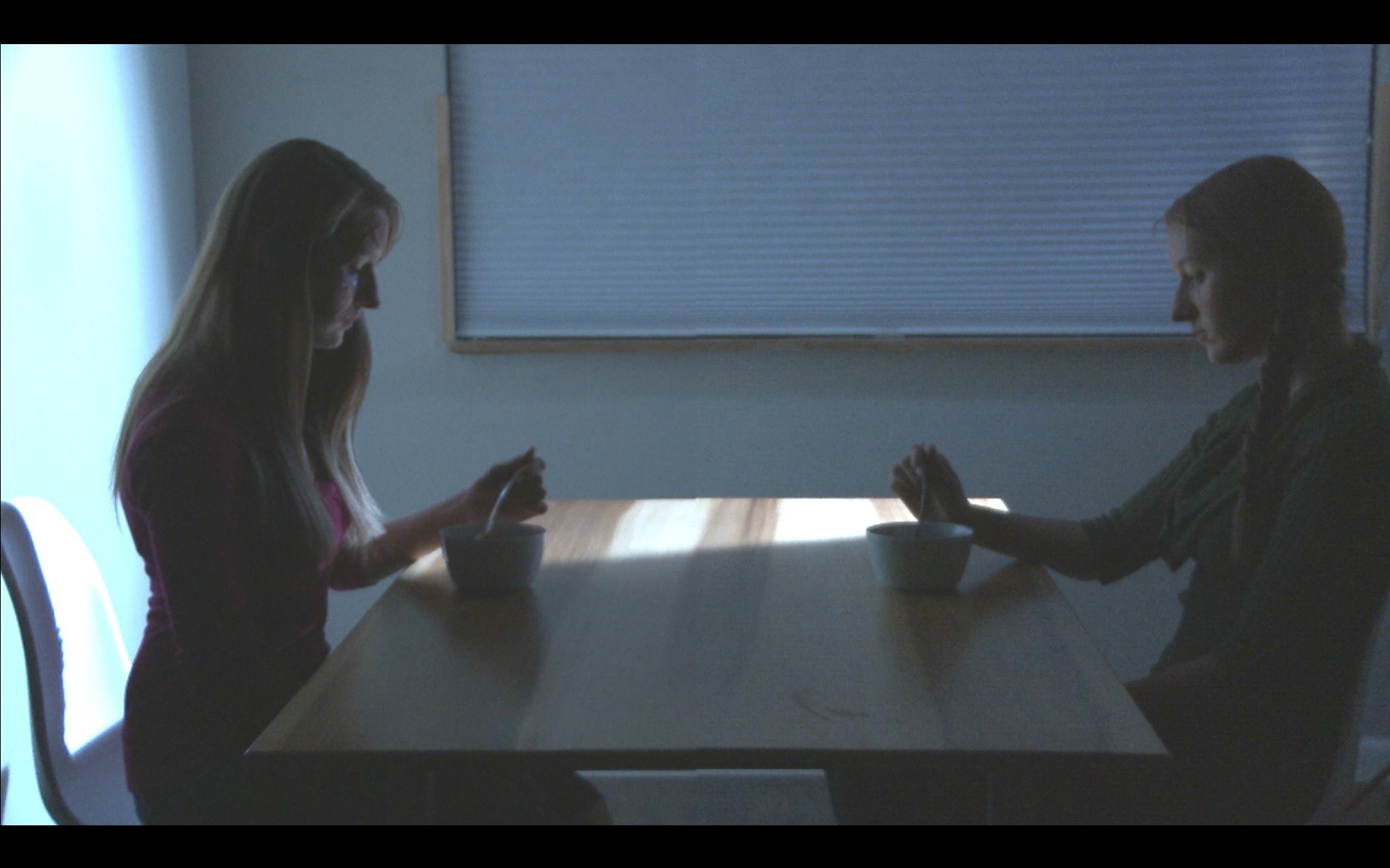 Screenshot from Salt, a short film about the struggling relationship between twin sisters, both played by Sarah J Eagen