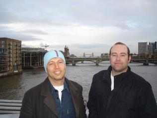 Chad Troutwine and Daniel A. West in London (not pictured: The Beastie)