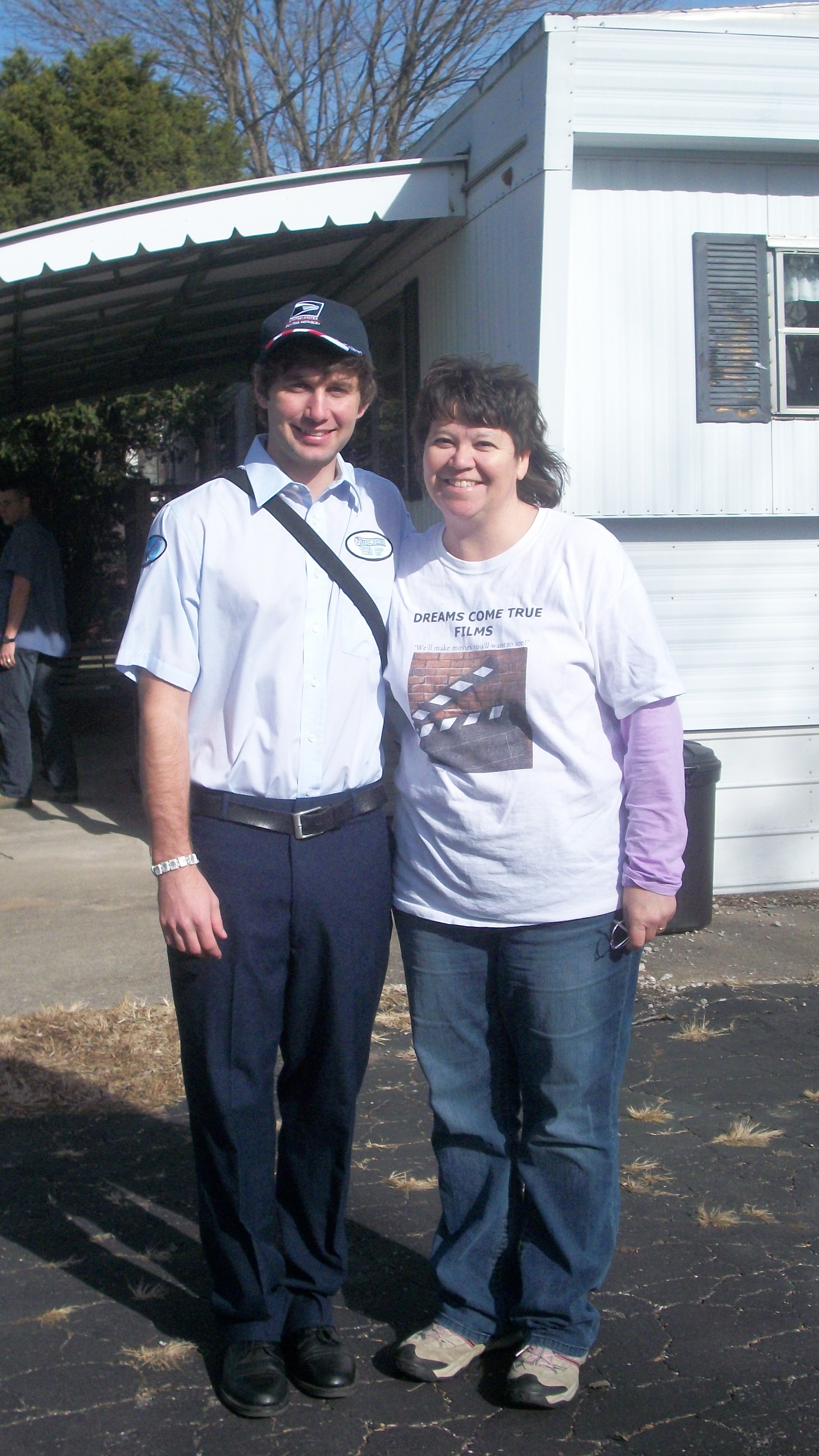 Candy, with actor Sam Auvil on the set of IN A CAGE. November 2011