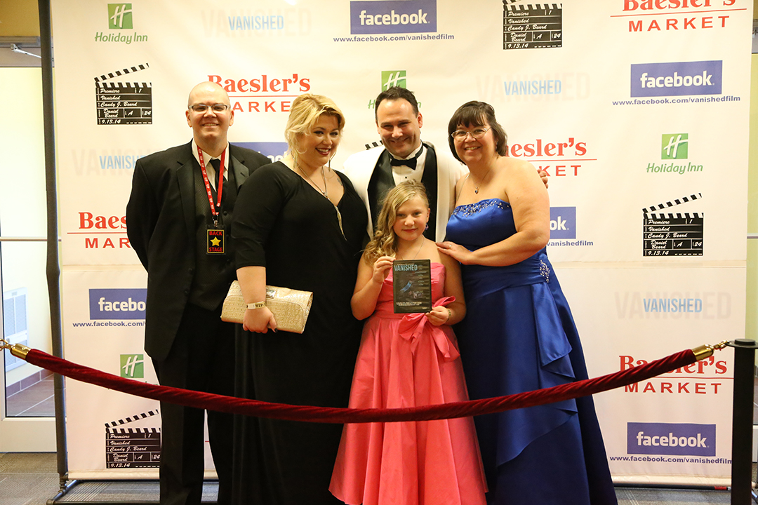 At the Vanished red carpet film premiere, with Daniel J. Beard, Caitlin Smith, Katelynn Atterson-Barnhart, Jason Bowser and Candy J. Beard. 09.13.14