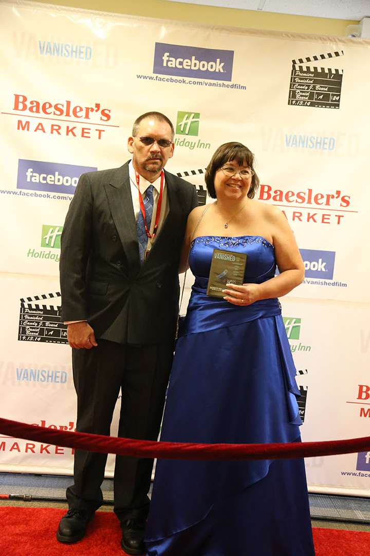 Husband and wife producing team: Mark and Candy Beard on the red carpet at the Vanished film premiere on 09.13.14