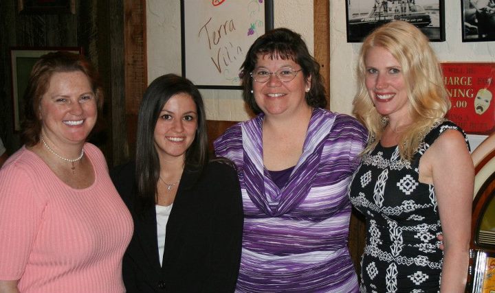 (THIS PROMISE I MADE) cast and crew dinner. Pictured left to right: Brenda Jo Reutebuch, Sara Bakay, Candy J. Beard and Michaele Salazar. May 2012