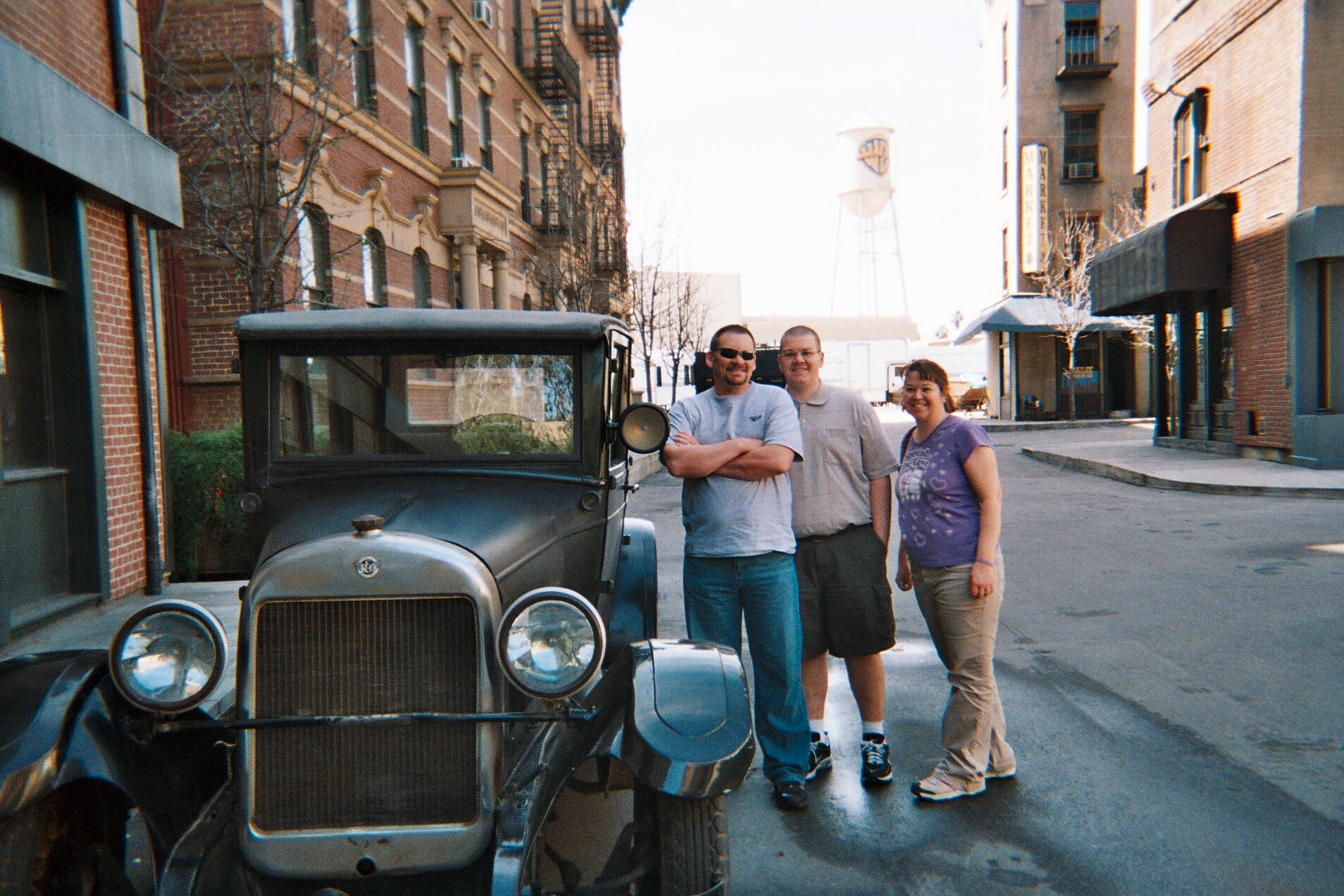 Candy, Mark and Daniel Beard on the Warner Brother's Studios outside the building where the Clint Eastwood film, 