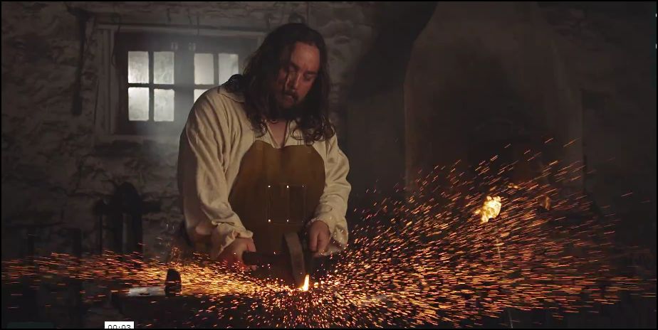 G. Paul as medieval blacksmith in a Gillette spec commercial