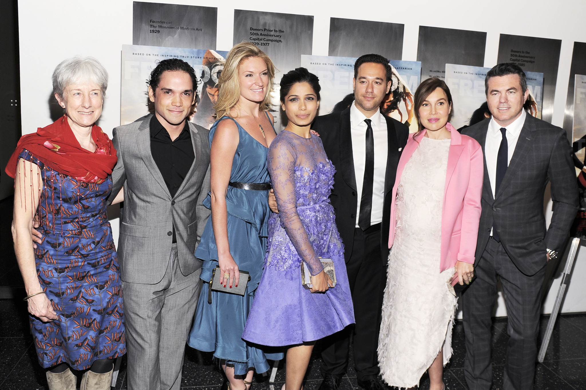 Pippa Cross, Tucker Tooley, Richard Raymond, Reece Ritchie, Freida Pinto, Sarah Arison and Fabiola Beracasa at event of Desert Dancer (2014)