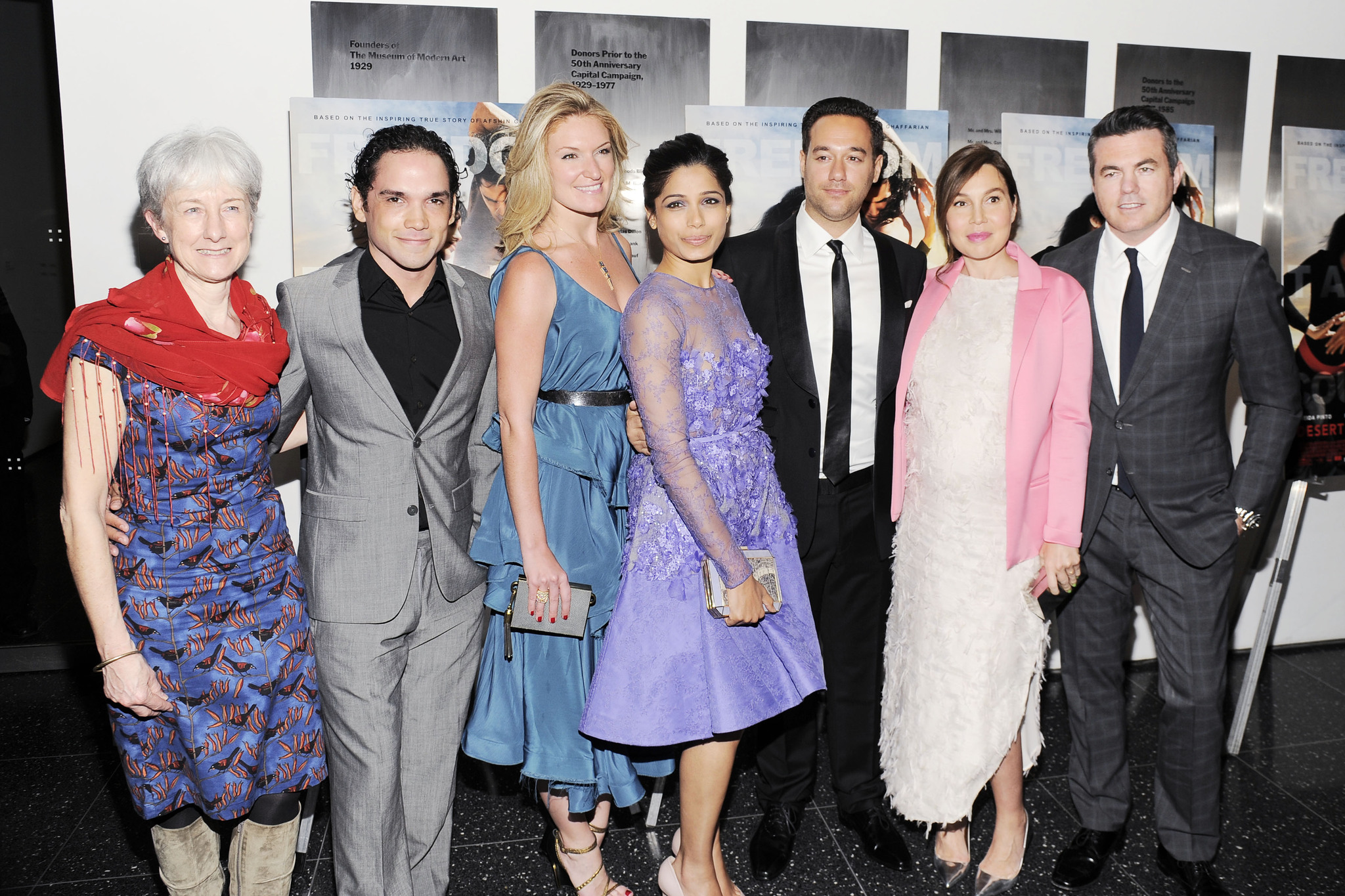 Pippa Cross, Tucker Tooley, Richard Raymond, Reece Ritchie, Freida Pinto, Sarah Arison and Fabiola Beracasa at event of Desert Dancer (2014)