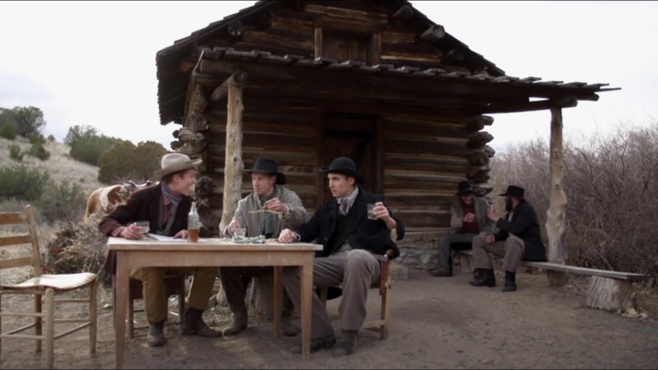 Still of Harrison Sim, Miles Wartes, and Andrew DeCarlo in Gunslingers (2015).
