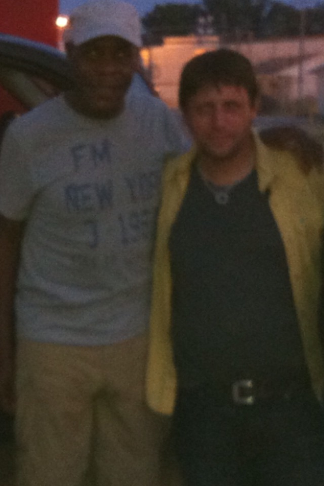 With Danny Glover after a long day of shooting.