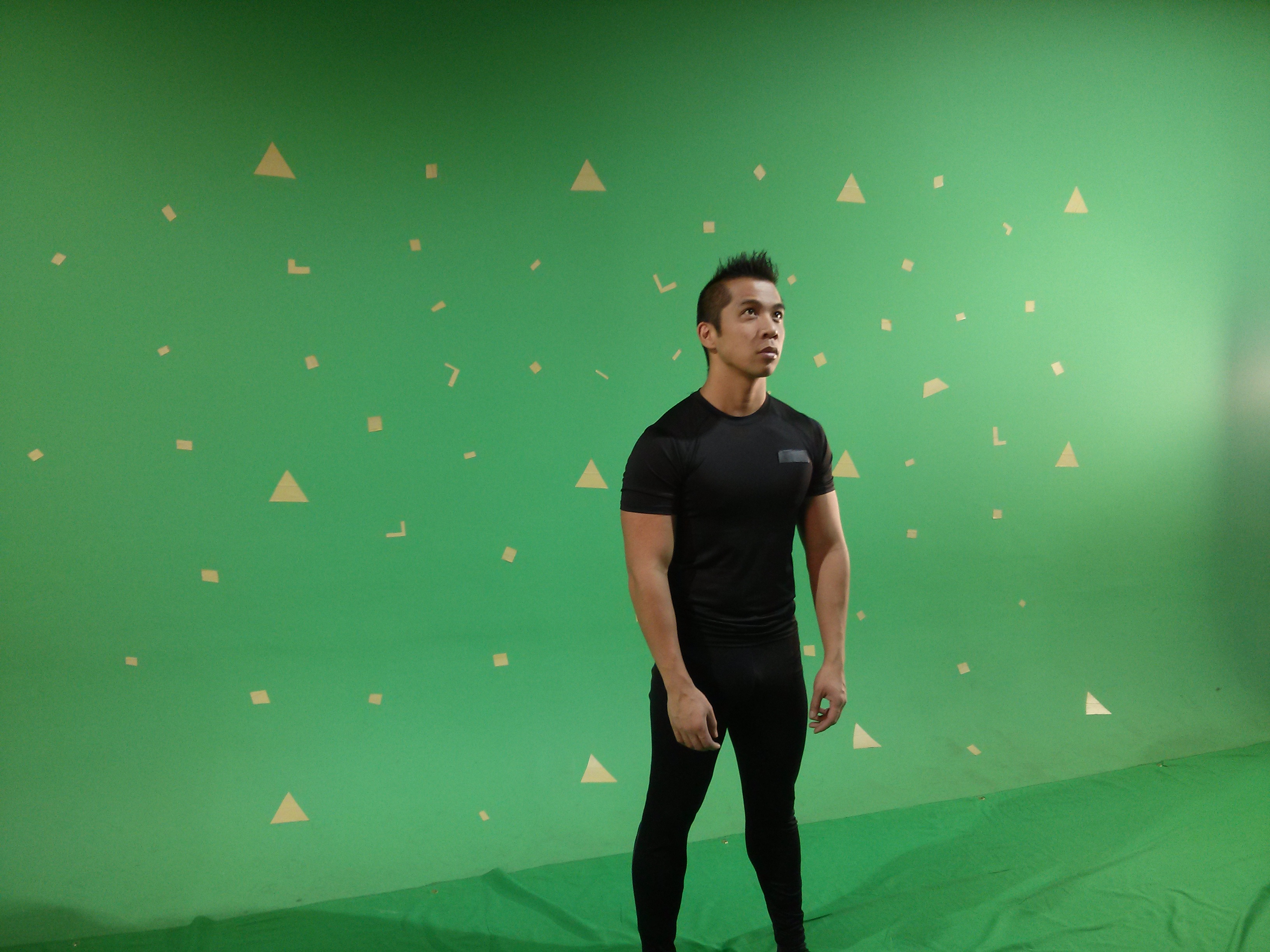 On set for some green screen work w/ vFX to be added later.