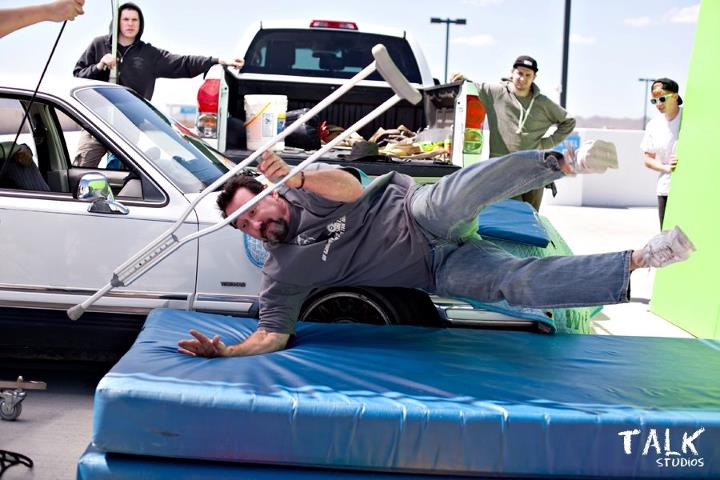 Richard O. Ryan Demonstrating a car stunt for 
