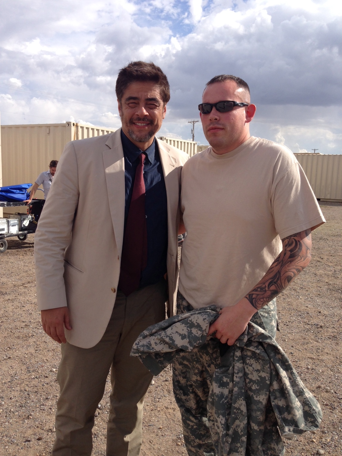 Benicio Del Toro and I on set of Sicario