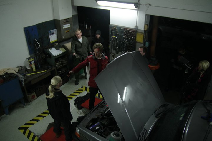 Emeli Emanuelson and Matti Leinikka as Simone and Kasper together with crew in Incarceration by Blood (2010)
