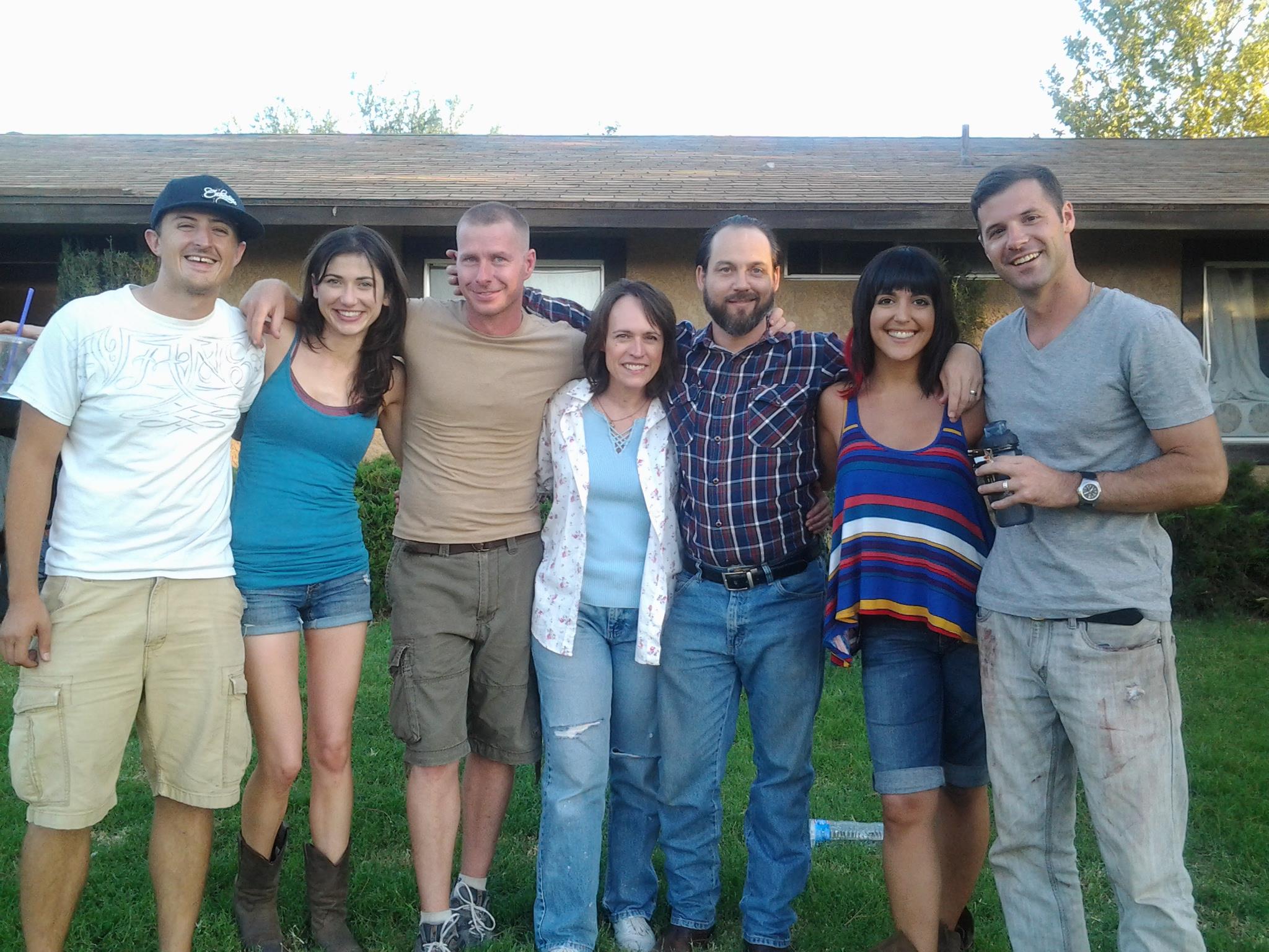 Dinner time break for Director, James Thomas, and cast of Get Away: Robyn Buck, Canyon Prince, Shondale Seymour, J Michael Biggs, Tami Carey and Dave Finn