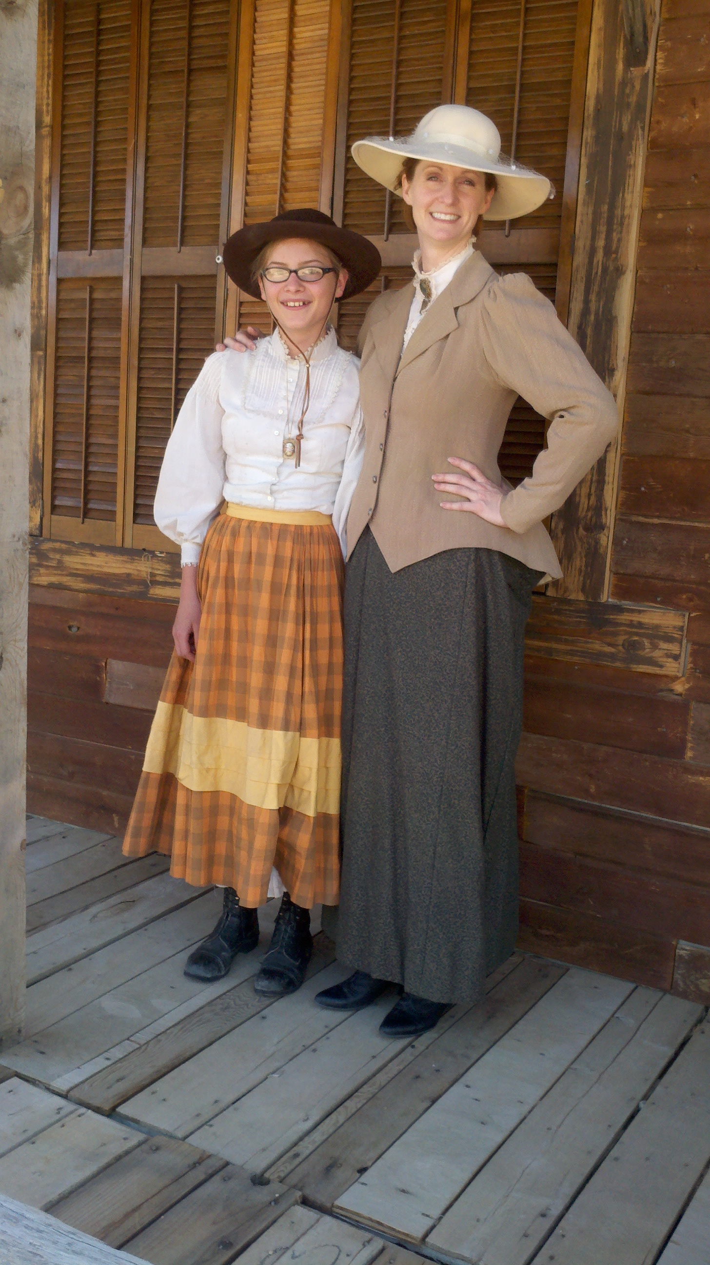 Lucy Eaton and Michelle McCuin on the set for Tales of the Frontier, The Rescue. 2012