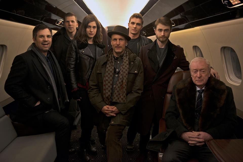 Still of Michael Caine, Woody Harrelson, Lizzy Caplan, Jesse Eisenberg, Daniel Radcliffe, Mark Ruffalo and Dave Franco in Now You See Me 2 (2016)
