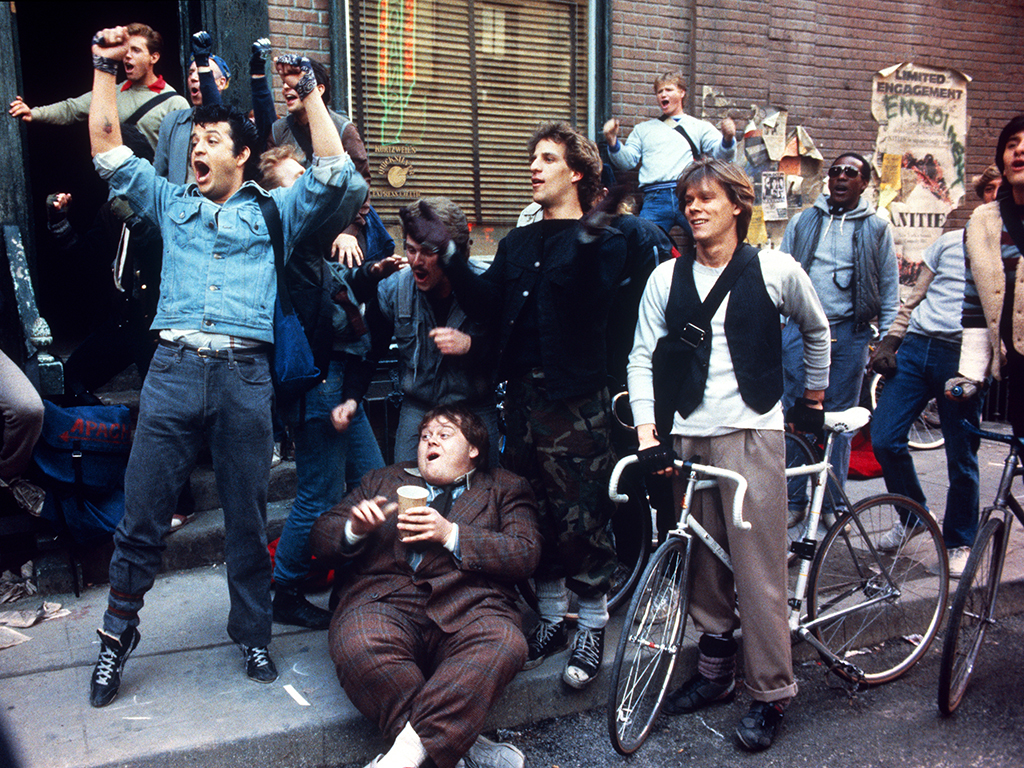 Still of Kevin Bacon, Louie Anderson and Paul Rodriguez in Quicksilver (1986)