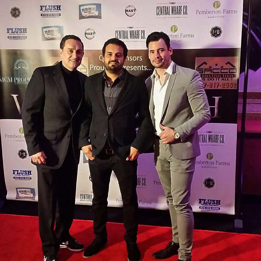 Pat Fitz with director Gino Gartano and actor Bill Porter at AMC Theaters Boston Common for a screening of 