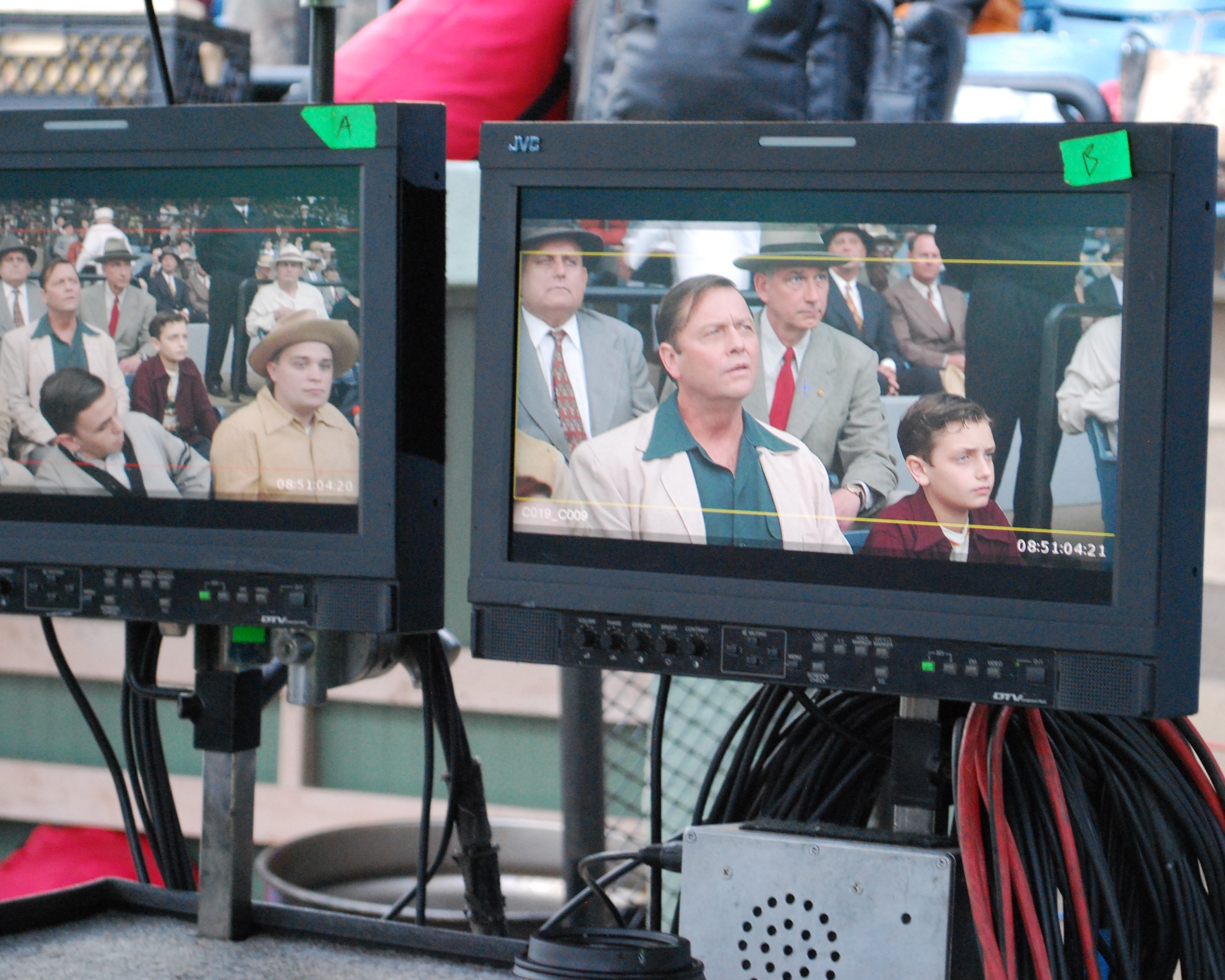 Henry Friedman on set of 42 with Holden Hansen who plays his dad in the film.