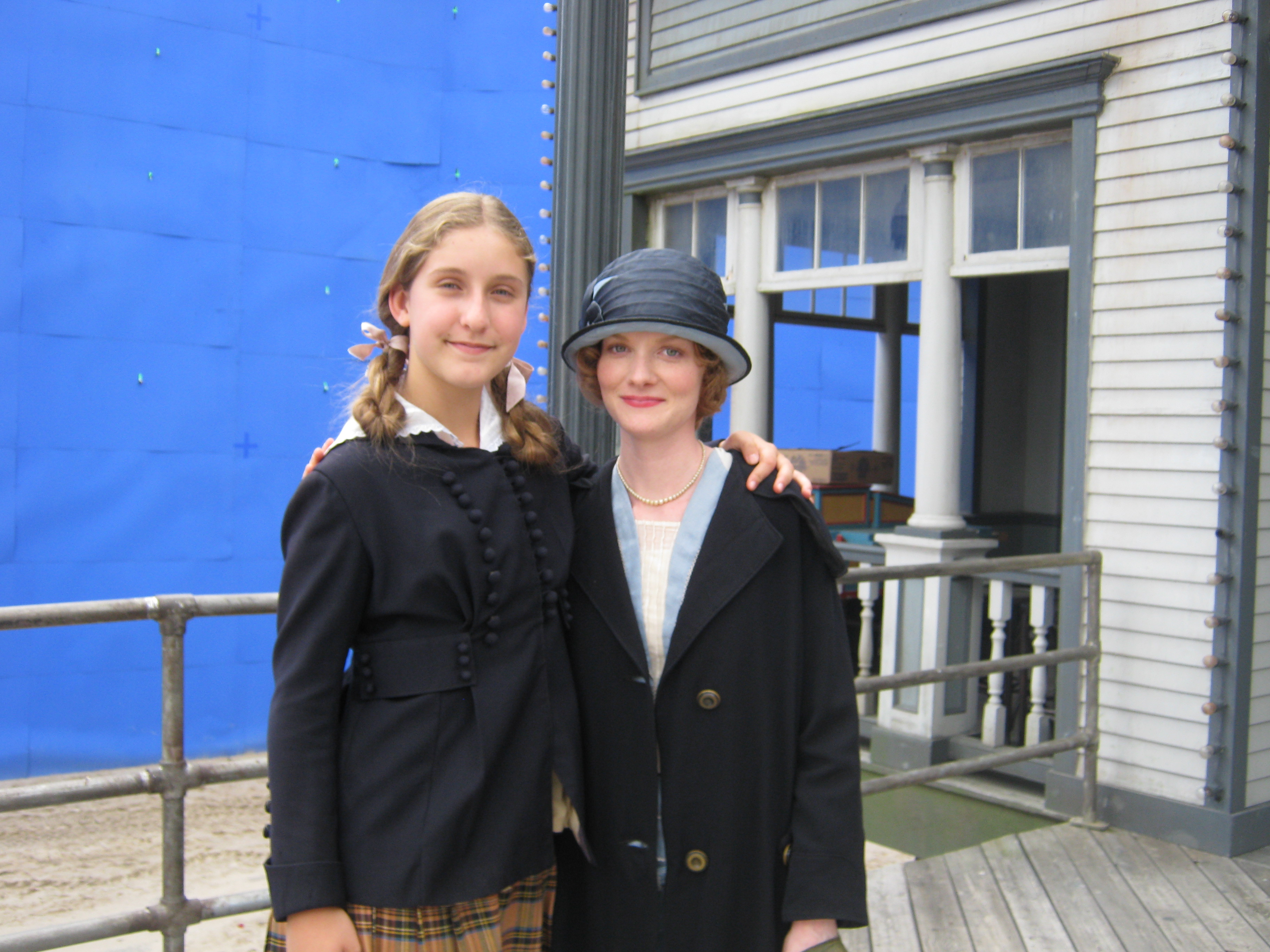 Carina with Wrenn Schmidt on the set HBO BoardWalk Empire