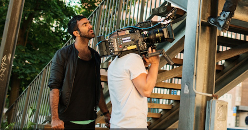 Director Paul Jerndal and cinematographer Johan Palm on set in Stockholm.