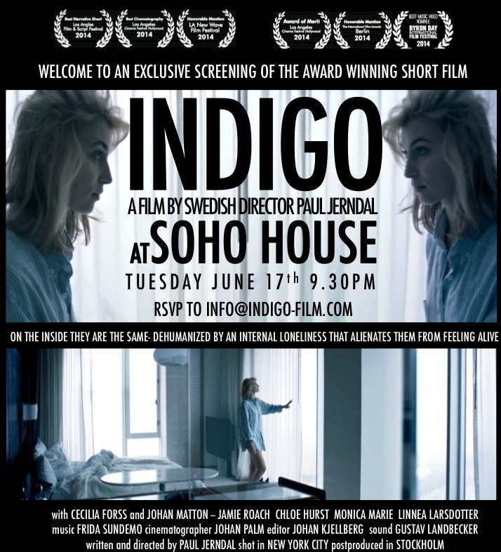 Indigo screens at Soho House, West Hollywood, Los Angeles. Paul Jerndal presented the film in front of the film and music industry in LA.