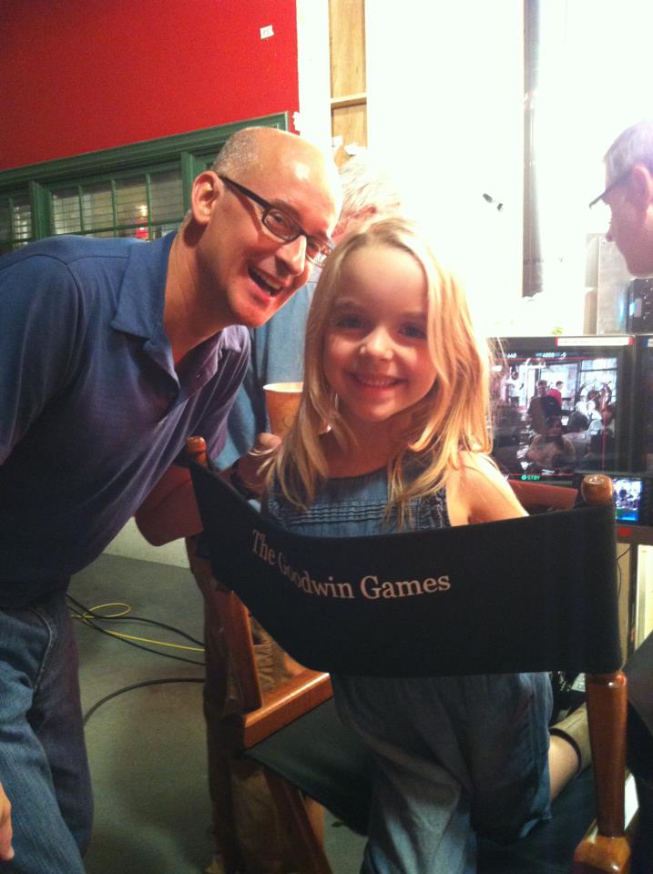 Mckenna Grace and Director Peyton Reed on set of Goodwin Games