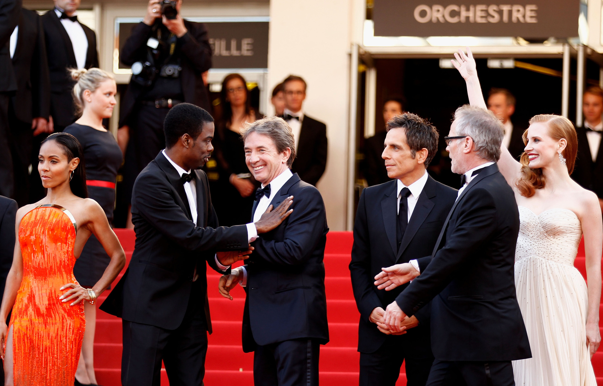 Jada Pinkett Smith, Chris Rock, Martin Short, Ben Stiller and Jessica Chastain at event of Madagaskaras 3 (2012)