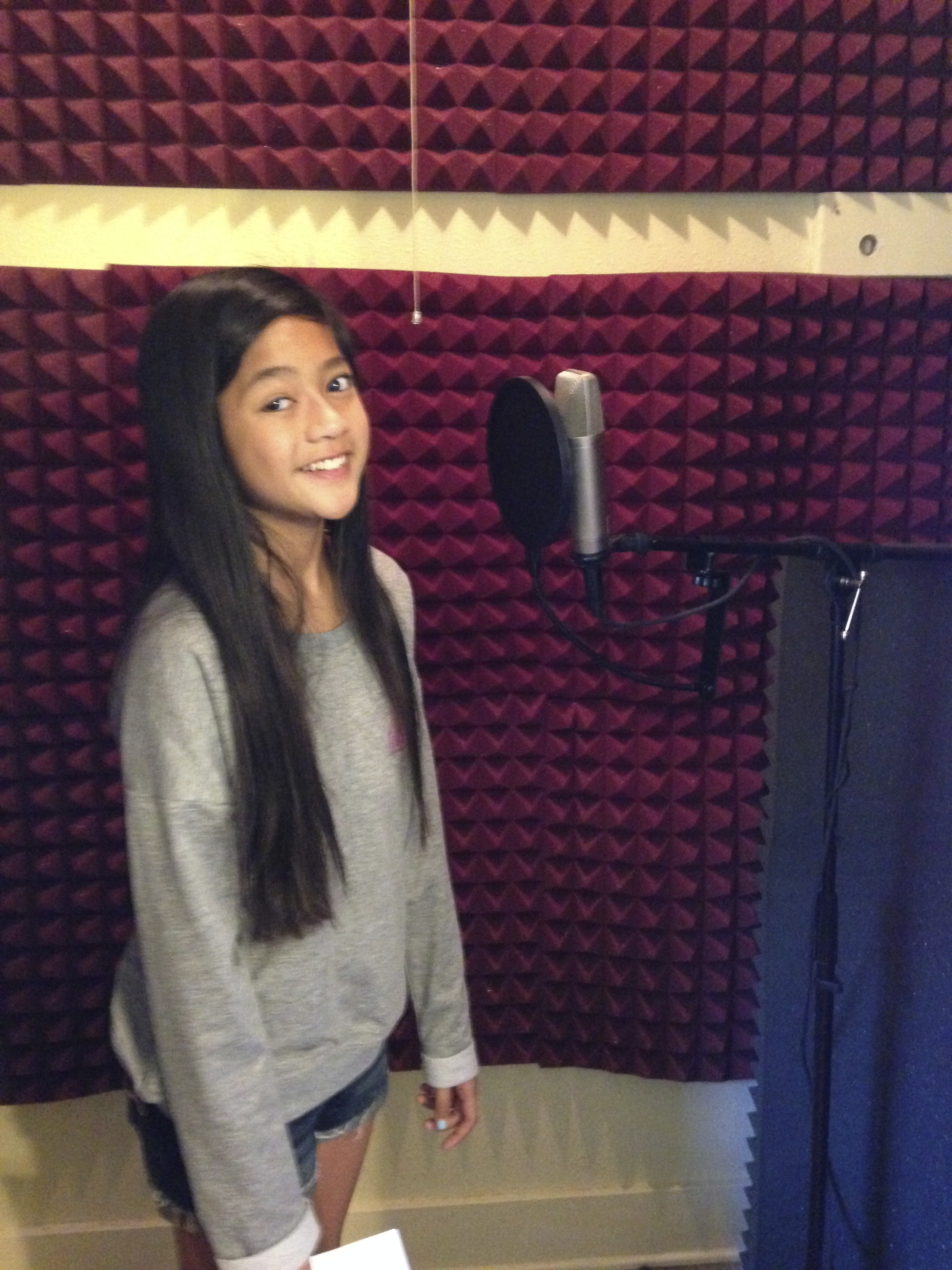 Asia Aragon recording voiceovers