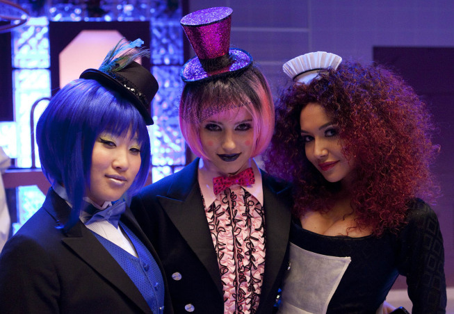 Still of Naya Rivera, Dianna Agron and Jenna Ushkowitz in Glee (2009)