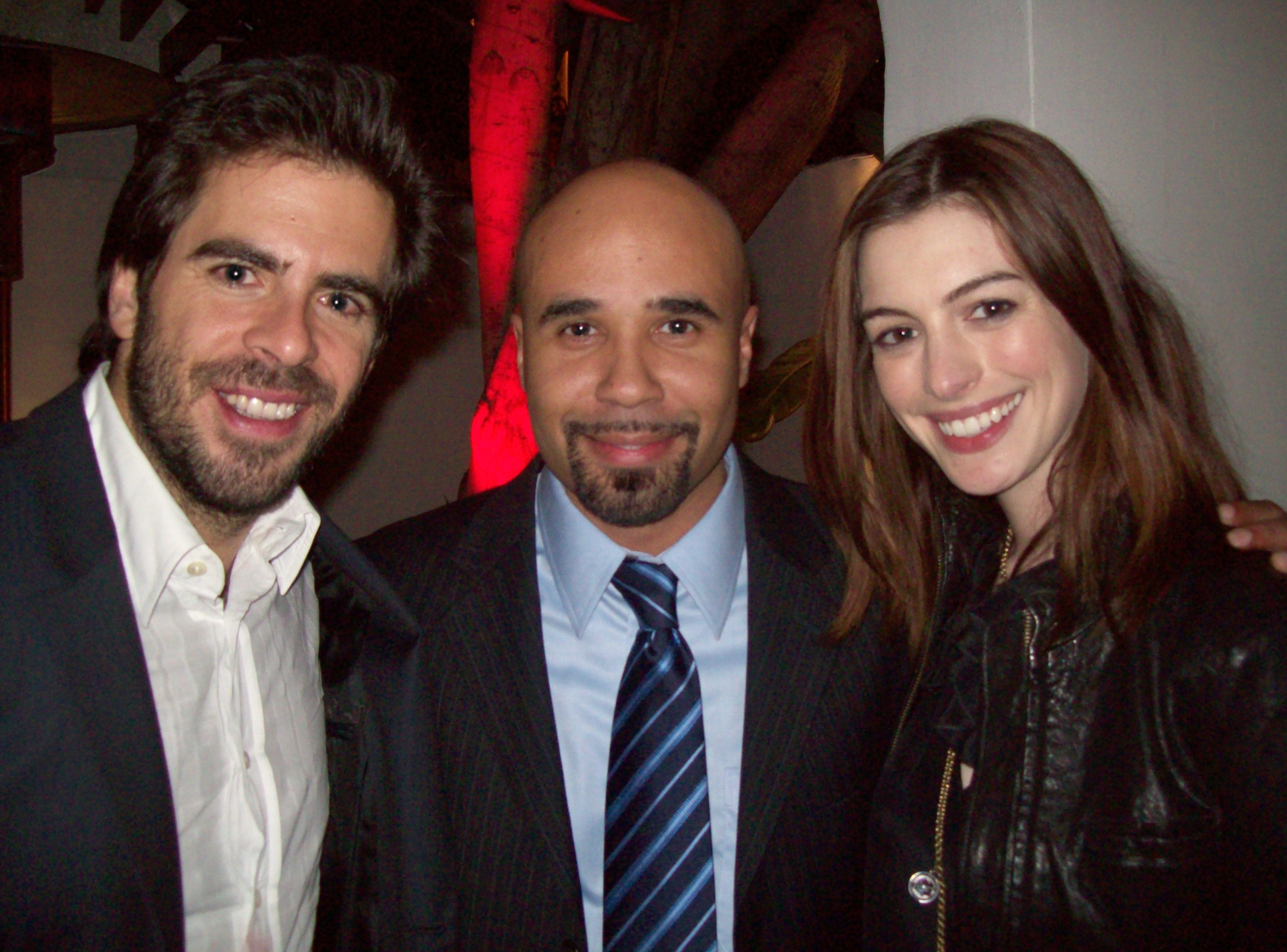 Eli Roth, Chris Roe, Anne Hathaway at the Inglorious Bastards Oscar Nomination Party. Hollywood, CA Feb. 2010