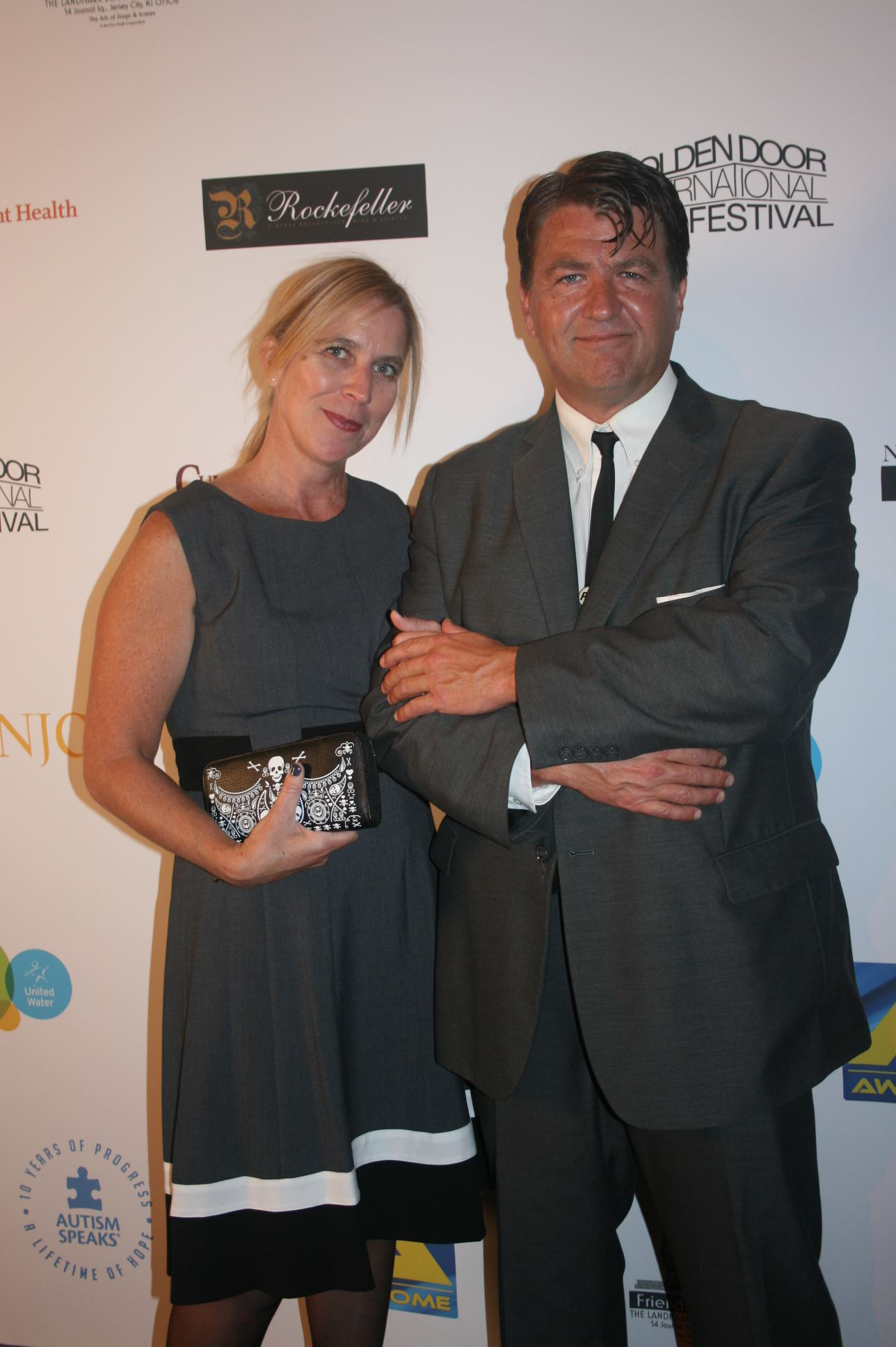 On the red carpet at the Golden Door International Film Festival, with Leann van der Heyden.
