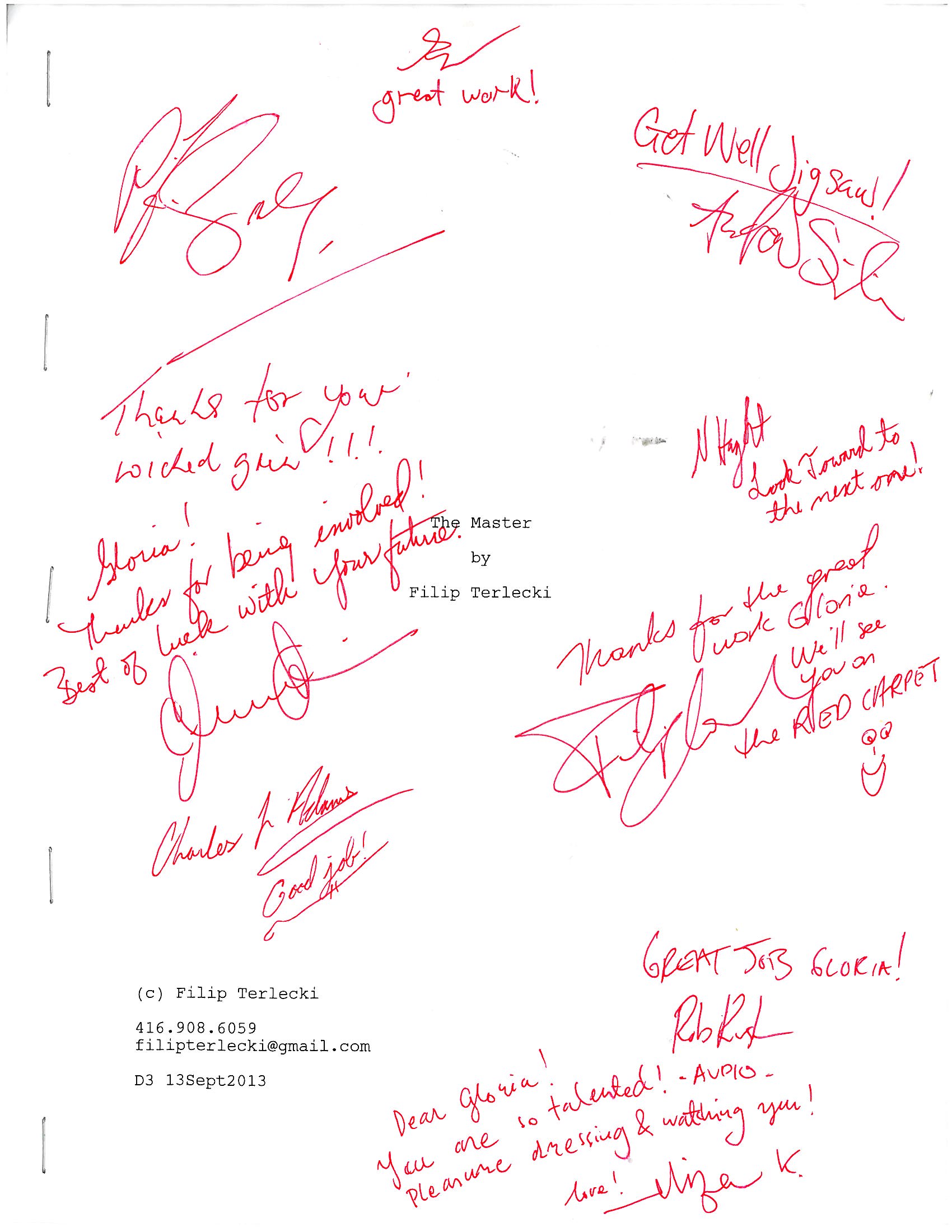 THE MASTER signed script from cast and crew