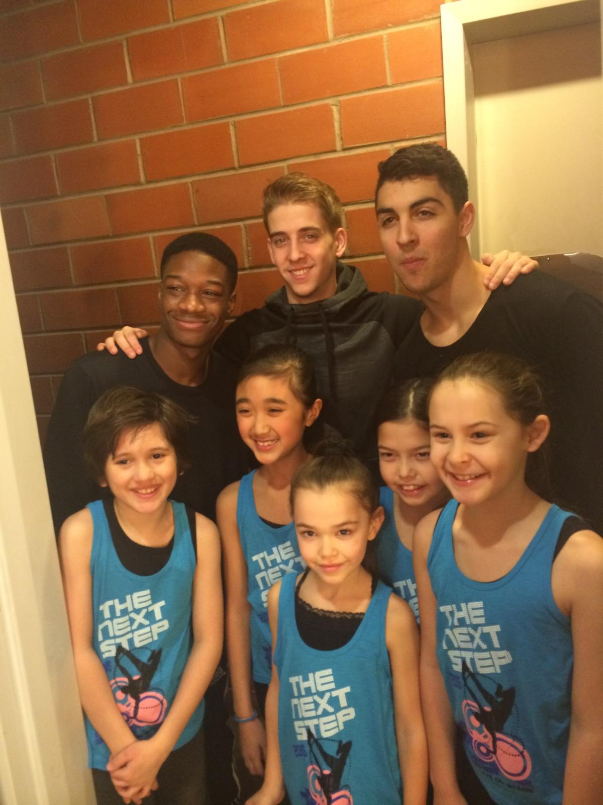 Jaiden backstage with Lamar, Isaac,Trevor and his dance team before they performaned for The Next Step live tour show