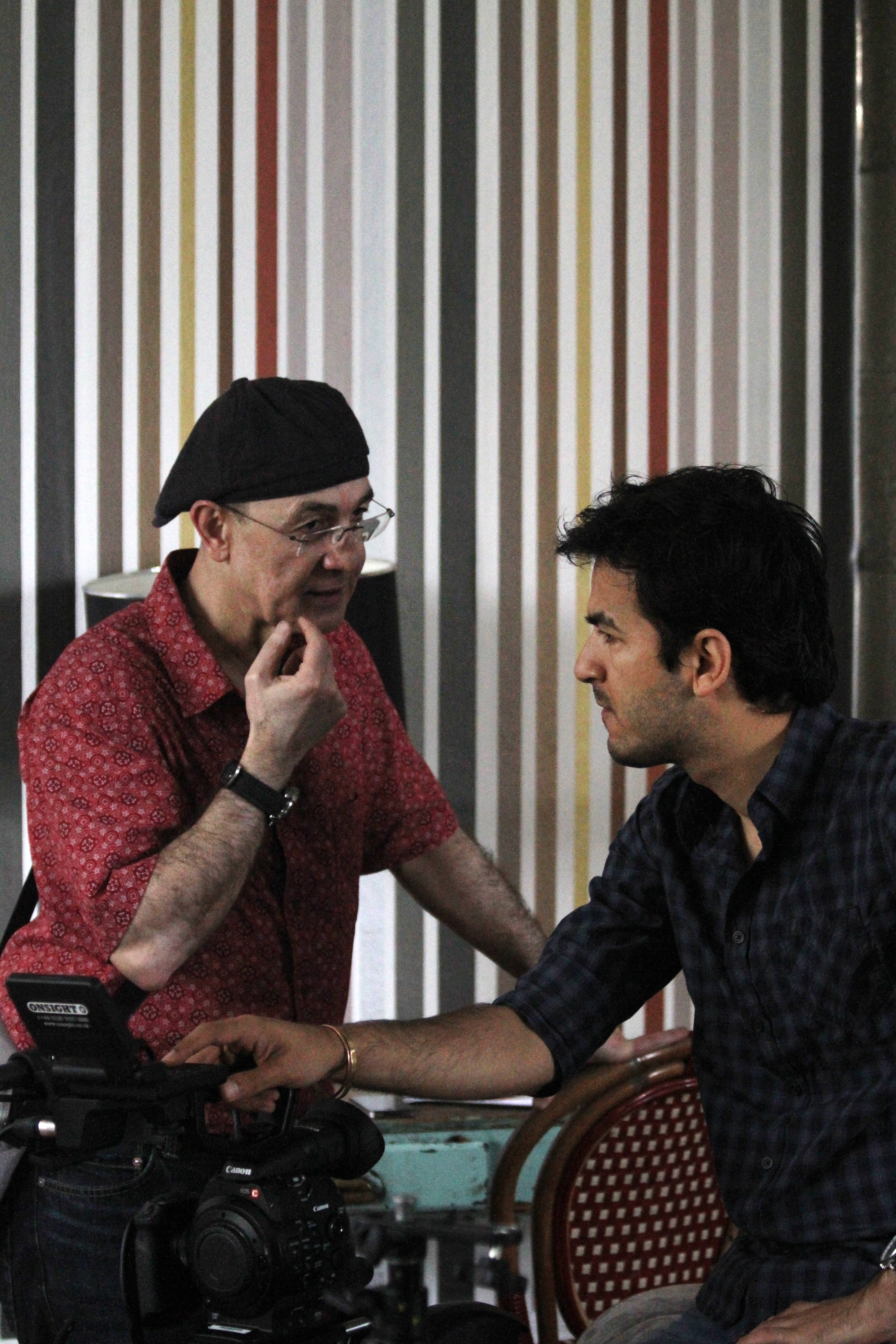 Behind the scenes of Salome. Kevin and Amarjeet Singh.