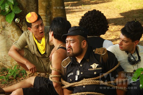 Production Still of I Love Wolffy 2. Jerry Koedding with Da Qing, Daniel Chen and Yingjun Zhao (right to left).