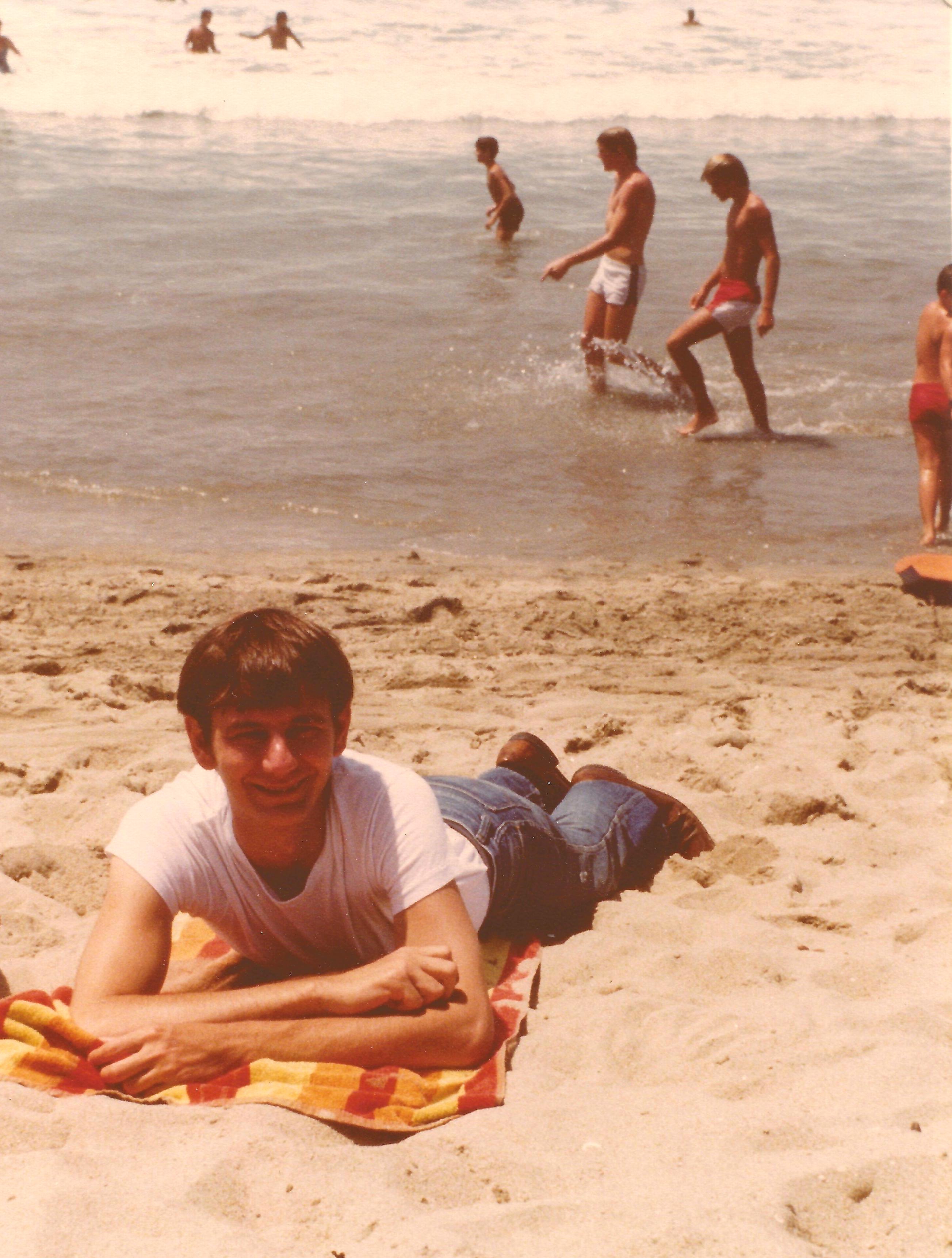 Gus Rhodes at Huntington Beach while in Southern California to attend the 1984 Summer Olympic Games in Los Angeles