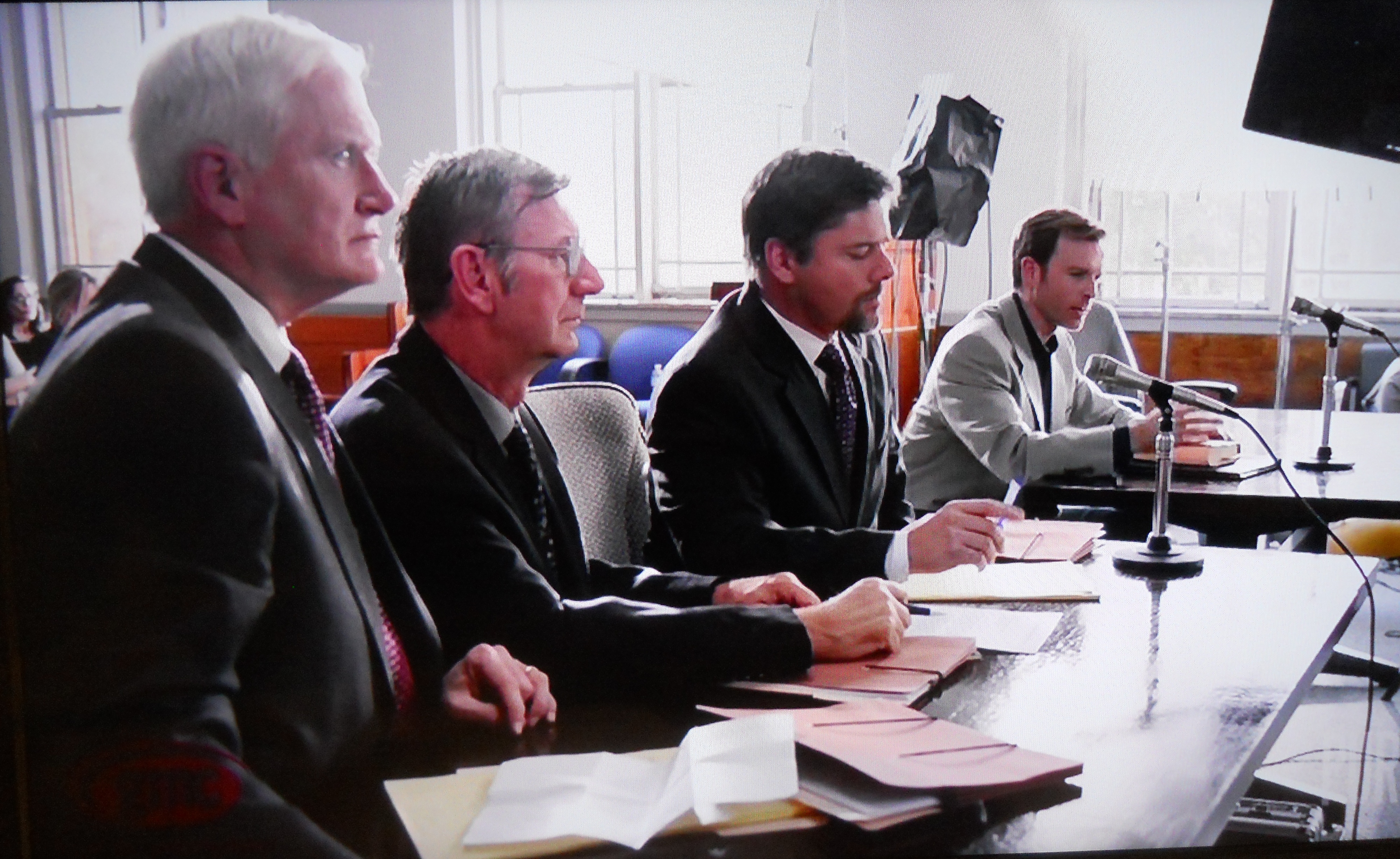 Still of John Coffman, Gus Rhodes, Russell Wolfe and Trevor St. John during filming of Finding Normal